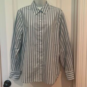 JENNI KANYE CLASSIC VINTAGE BLUE STRIPE BUTTON DOWN SHIRT MEDIUM